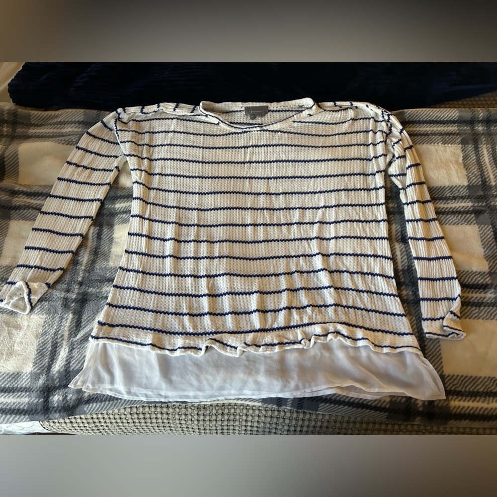 Anthropologie Darla Striped Layered Thermal Top-XL
